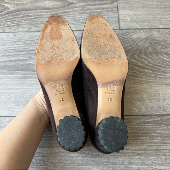 Di Sandro Brown Black Two Tuned Suede Leather Custom Heel Pump - Picture 10 of 13